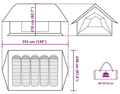 Produktbild von vidaXL Campingzelt 5 Personen Blau Wasserdicht