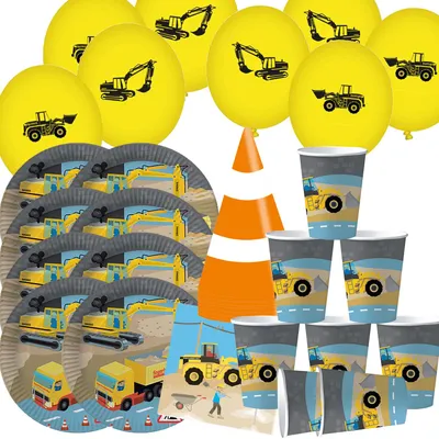Produktbild von Bagger Party-Set Baustelle Party-Deko 52-tlg. Party-Zubehör Kindergeburtstag