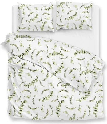 Produktbild von ZO!Home Eucalia Dbo 240 White Bettwäsche 1 x Bettbezug 240x220 + 2 x Kopfkissenbezug 80x80 White Flora weiß