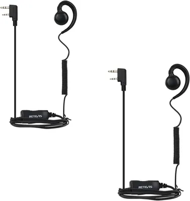 Immagine prodotto di Auricolari radio Retevis con microfono, bobina retrattile, compatibili RT24, RT27, RT22, RT622, RT617, RT618, RT619, 2 poli, auricolari per walkie-talkie (2 pezzi)
