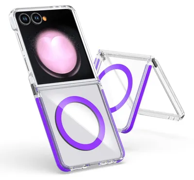 Immagine prodotto di Per Samsung Galaxy Z Flip7 Custodia protettiva in TPU MagSafe ibrido acrilico a doppio colore Viola