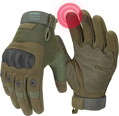 Productafbeelding van Tactische handschoenen, werkhandschoenen, militaire handschoenen met knokkelbescherming van koolstofvezel, ademend, met volledige vingerafdekking, geschikt voor werk, wandelen, jagen en beveiligingsdiensten.