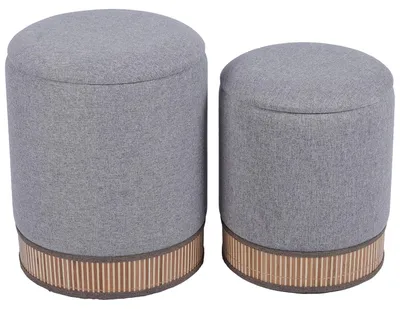 2er-Set Hocker-Sitzsäcke, Dunkelgrau/Natur, 36x36x44 cm