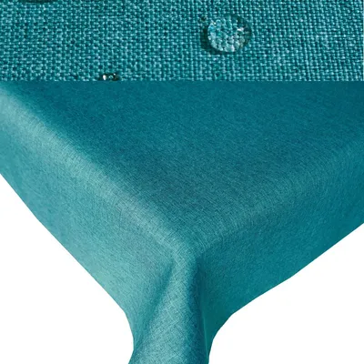 Produktbild von LEINEN Optik eckig 130x220 PETROL Tischdecke bügelfrei pflegeleicht Fleckschutz Lotuseffekt Gartentischdecke Leinenoptik rechteckig