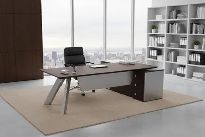 Produktbild von Moderner Schreibtisch aus Holz und Metall im minimalistischen Design