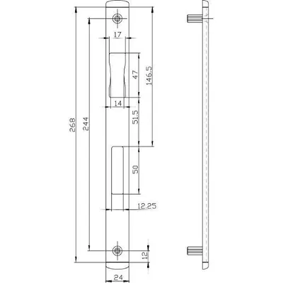 Produktbild von Schließblech BKS B 9000 0785, 270 x 24 mm, U-Stulp 6 mm