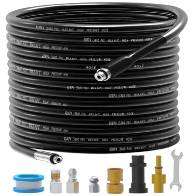 20 m Abflussreinigungsset mit rotierender Düse, 3 Adaptern