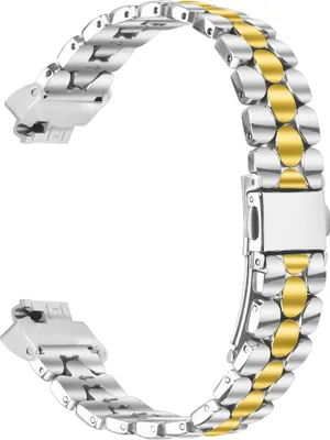 Produktbild von INF Elegantes Silbernes Edelstahl Perlenarmband für Fitbit Inspire/Inspire 2/HR Silber+Gold