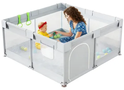 Obrázek produktu pro Dětský ohrádka 120 x 120 cm – prodyšná síťovina pro lezení a chození | Bezpečné a prostorné centrum aktivit pro miminka,