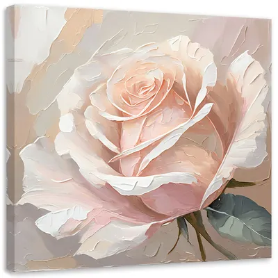 Produktbild von Leinwandbild auf Leinwand Rose gemalt 50x50 Feeby Rosa bild für die wand bereit zum aufhängen