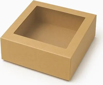 Obrázek produktu pro Magnetická dárková krabička Kraft s okénkem 300 x 300 x 100 mm (vnější strana)