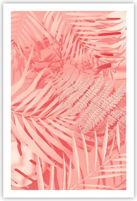 Produktbild von Poster - Poster ohne Rahmen - Rosa Blätter Palmen - 61x91,5 cm - Wand Bild - Wanddeko - Wandbilder - Kunstposter - Wandposter - Bilder - Kunstdruck - Wanddekoration - Wandbild - P2XPA61x91-4745