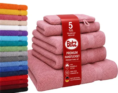 Produktbild von Betz 5-tlg. Handtuch-Set PREMIUM 1 Duschtuch 2 Handtücher 1 Gästetuch 1 Waschhandschuh  Farbe: altrosa