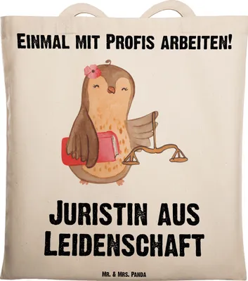 Produktbild von Mr. & Mrs. Panda Tote Bag Juristin Leidenschaft - Transparent - Geschenk, Stoffbeutel, Jutebeutel, Spruch, Tasche, Schultasche, Master Of Laws, Lustig, Anwaltskanzlei