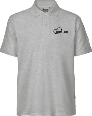 Produktbild von Huuraa Herren Polo Shirt Beste Tante Herz XL Sport Grey Bio Baumwolle Fairtrade Poloshirt Geschenkidee