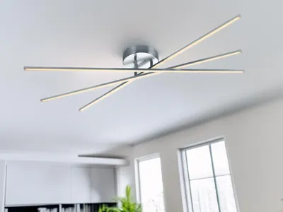 Obrázok produktu pre LED stropné svietidlo TIRIAC 3 plamene kovové strieborné stmievateľné - 100x12cm