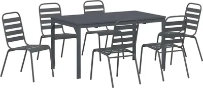 Produktbild von vidaXL Garten Essgruppe 7 pcs Anthrazit Pulverbeschichteter Stahl