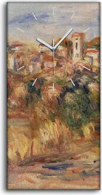 Produktbild von Dekor Leinwand Uhr Wandbilder 30x60 Gemälde Stadtlandschaft Wald Bäume Himmel - weiße Hände