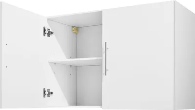 Produktbild von Wäscheraum-Wandschrank, 2-stöckiger Wandschrank mit verstellbarem Regal, Schrank mit 2 Türen, für Küche, Bad, Waschküche, 40,6 x 91,4 x 61 cm (T x B x H), weiß