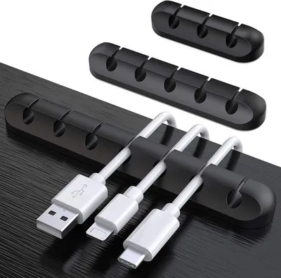 3 Stück, selbstklebendes Kabelmanagement für USB-Ladekabel, Netzkabel, Mauskabel - Organizer für Kabel - PC, Büro, Zuhause