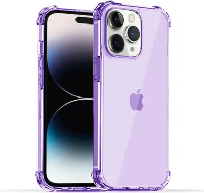 Image de Smartphonica iPhone 14 Pro transparent
  housse en silicone antichoc avec bumper - Violet