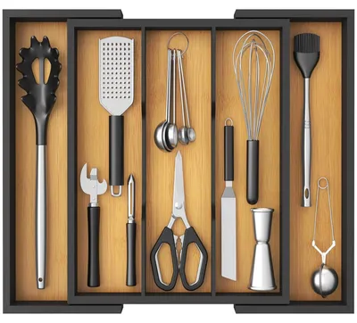 Immagine prodotto di Organizzatore per cassetti da cucina in bambù, con scomparti estensibili