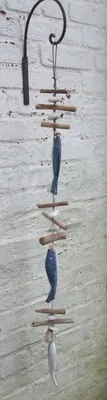 Produktbild von Treibholzhänger Fisch Girlande Treibholz Strandgut blau-weiss maritim