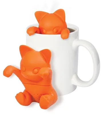 Image de Infuseur à thé chaton en silicone orange