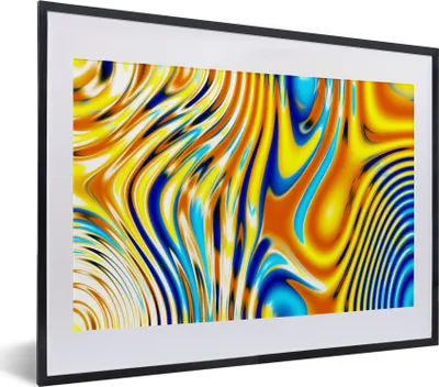 Produktbild von MuchoWow® MuchoWow® Gerahmtes Poster Kunst - Linie - Psychedelisch 40x30 cm - Poster mit zchwarzem Bilderrahmen - Bilderrahmen - Poster im Rahmen