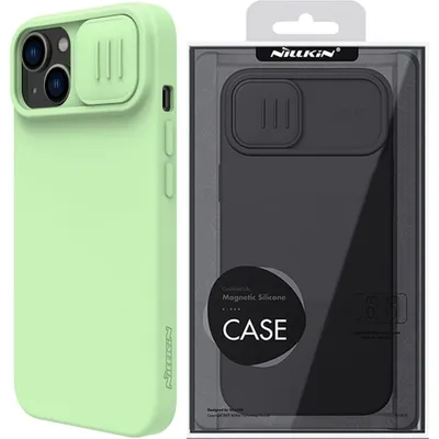Produktbild von Nillkin CamShield Magnetic Silicone Case iPhone 14 Plus Magnetic MagSafe Case mit Kameraabdeckung Grün