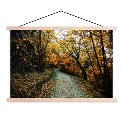 Produktbild von MuchoWow® Textilposter Blätter - Herbst - Wald 60x40 cm mit holzfarbenen Rahmen - Bilder