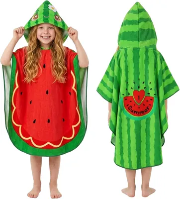 Productafbeelding van Badlaken voor kinderen met capuchon, 100% katoen, 75x140 cm, poncho, geschikt voor strand en zwembad