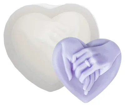 Silikonform Herz Hand in Hand für Seife & Kerzen DIY