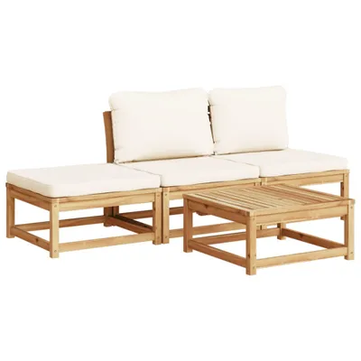 Image de vidaXL Ensemble de salon de jardin 4 pièces avec coussins en bois massif d'acacia