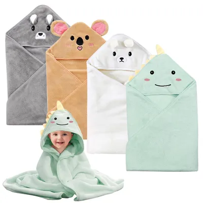 Produktbild von Set mit 4 Babyhandtüchern mit Kapuze aus Korallenplüsch