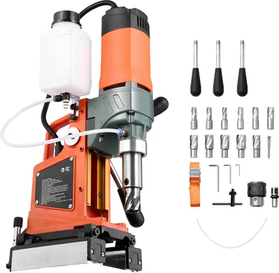 Obrázok produktu pre SucceBuy magnetická jadrová vŕtačka 1400 W s kapacitou vŕtania 50 mm, obojstranná prevádzka, vhodná na kovové povrchy, elektrická jadrová vŕtačka s 11 vrtákmi na priemyselné a remeselné použitie v oranžovej farbe