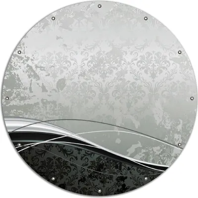 Produktbild von Wallario rundes Outdoor-Poster für Garten oder Balkon, Motiv Grau-schwarze Schnörkelei mit Wellen, 120 cm Durchmesser