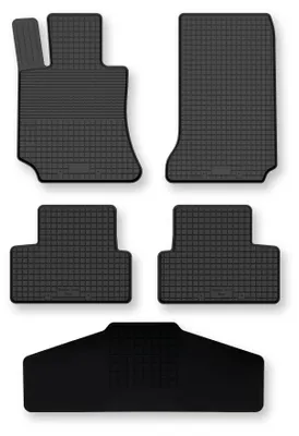Produktbild von Gummi-Fußmatten + Tunnel für Mercedes C W205 2015- (Cabrio/Coupé) – 5-tlg, Schwarz, Semi-Universal, angepasst – Wielganizator Semi-Universal