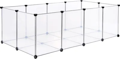 Produktbild von lionto Steckgehege für Nager, flexibles Kunststoffgehege mit Bodenplatten, pflegeleicht, erweiterbar & sicher, 145x74x47 cm