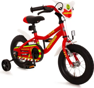 Produktbild von Kinderfahrrad 12 Zoll FEUERWEHR rot weiß gelb Stützräder K-Rahmen