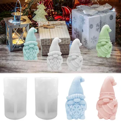 Immagine prodotto di 2 stampi in silicone, stampi per colata, Natale, elfi, Babbo Natale, per candele, sapone, gesso, effetto 3D