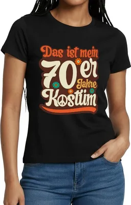 Produktbild von Spreadshirt 70er Jahre Kostüm Fasching Flower Power Peace Frauen T-Shirt, XL, Schwarz