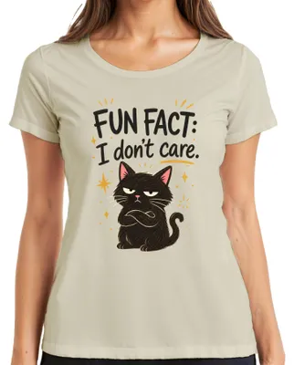 Produktbild von Fun Fact I don't care Schwarze Katze Grumpy Statement Kätzchen Damen T-Shirt, Natur, XXL