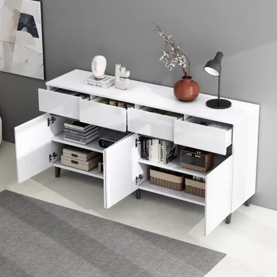 Produktbild von Sideboard, Kommoden,Highboard, Schubladenkommoden mit 4 Schubladen2 Türen und höhenverstellbaren Regalböden