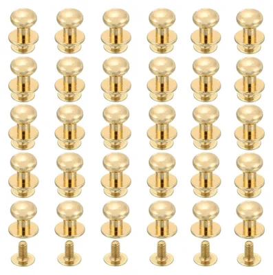 Produktbild von Set mit 30 Metallknöpfen und Schrauben für Lederarbeiten, 8 mm, hellgolden