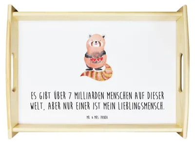 Produktbild von Mr. & Mrs. Panda Serviertablett Roter Panda - Weiß - Geschenk, Liebling, Dekotablett, Liebe, Tablett, Herz, Lieblingsmensch, Deko, Rot, Sofa, Lustige Sprüche, Servier
