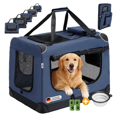 Produktbild von Faltbare Hundebox XL 80x58x56cm, Robuste Transportbox Auto für Hund & Katze, Atmungsaktiv Wasserdicht Dark Blue
