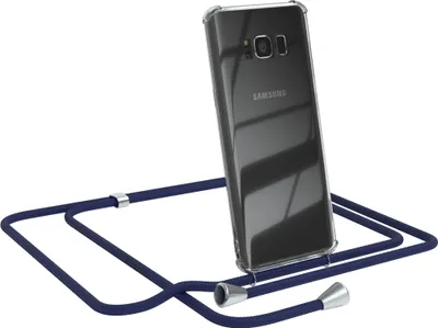 Produktbild von EAZY CASE Handykette kompatibel mit Samsung Galaxy S8, Handyhülle mit Umhängeband, Handykordel, Schutzhülle Clear, Band in Blau