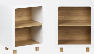Immagine prodotto di Set 2 comodini effetto legno con 2 nicchie , Bianco