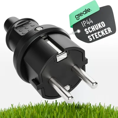 Immagine prodotto di Spina con contatto di protezione ABSINA con protezione anti-piegatura - Spina con contatto di protezione in gomma per uso esterno, 2 poli, 250 V, 16 A, 3,7 kW e IP44